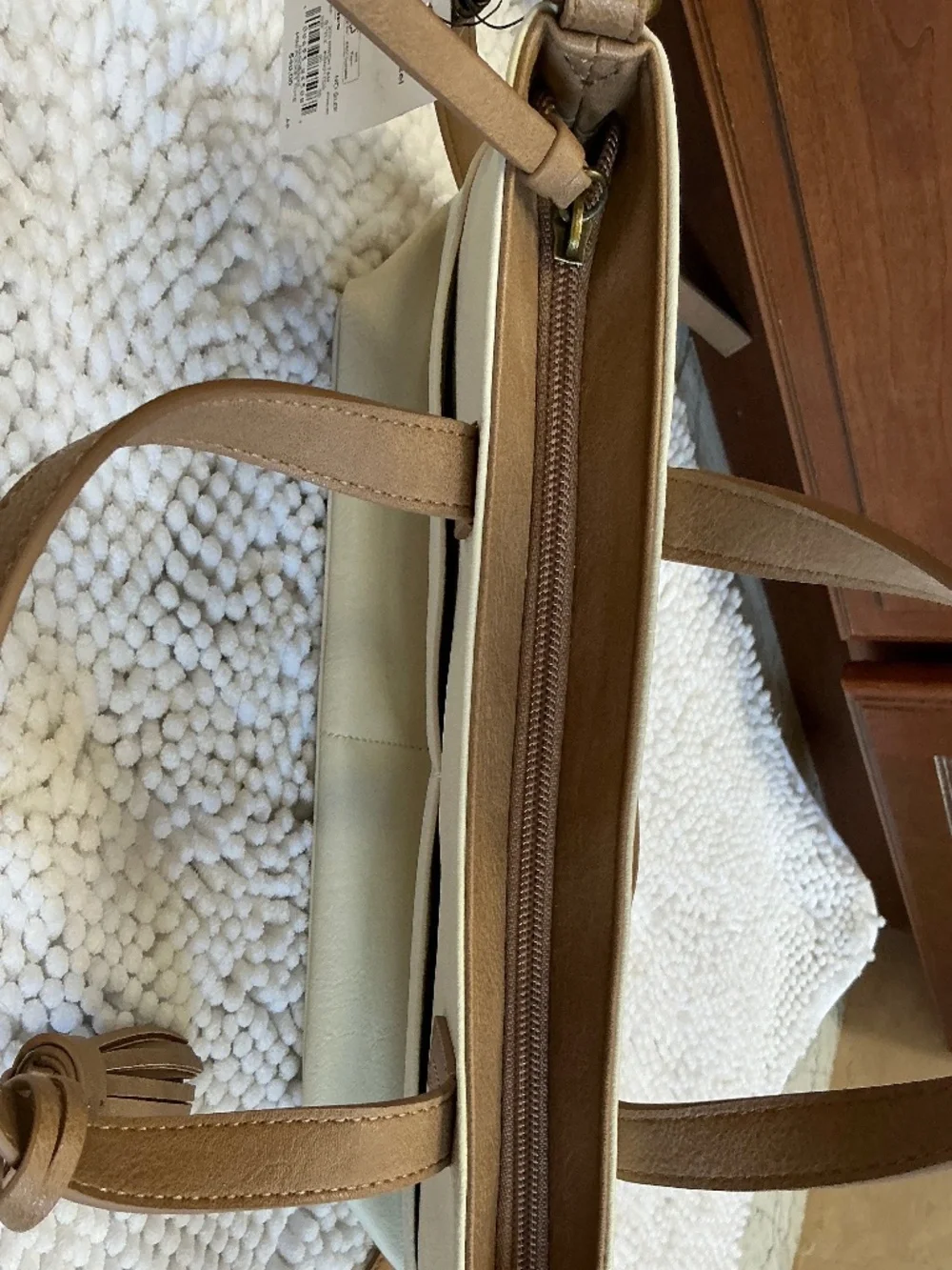 Sonoma Cream and Tan Shoulder Bag NWT